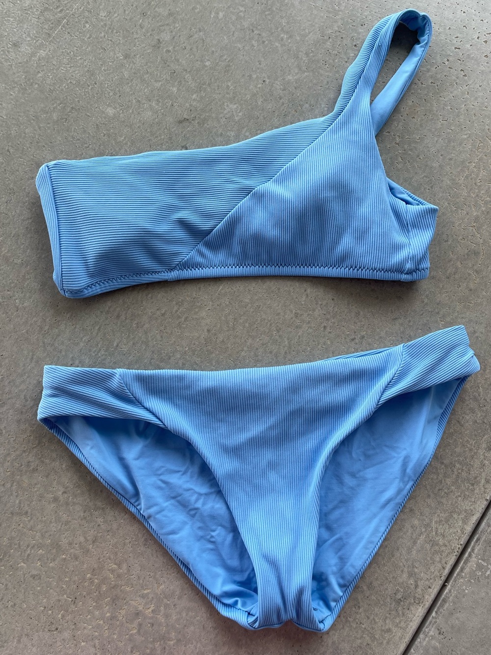BECCA one shoulder ribbed bikini